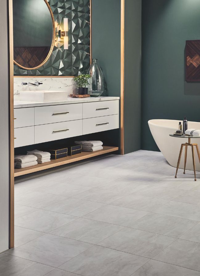 luxury vinyl tile flooring in a bathroom