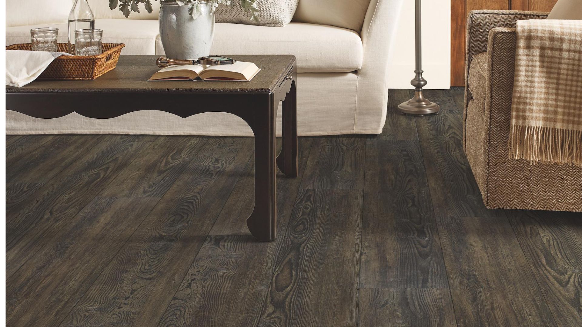 luxury vinyl plank flooring in a timeless living room