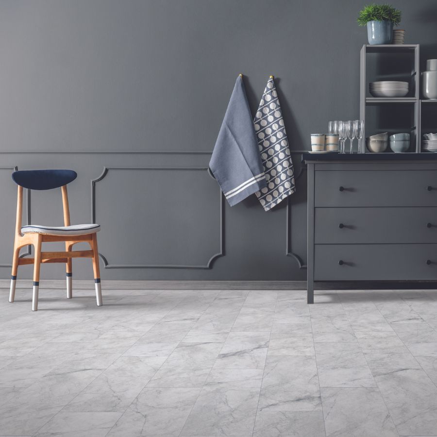 Tile floors in a kitchen